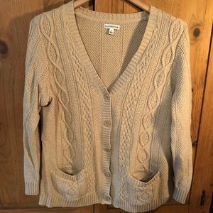 Gold Cable Knit Button Down Sweater
